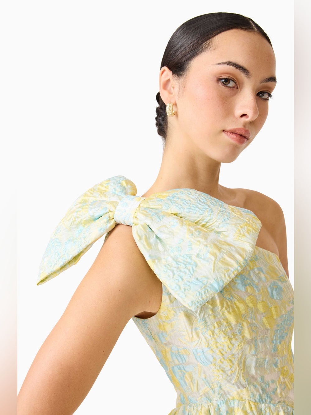 ELLIATT Penelope Asymmetrical Gown in Yellow & Blue Floral Size S NWT